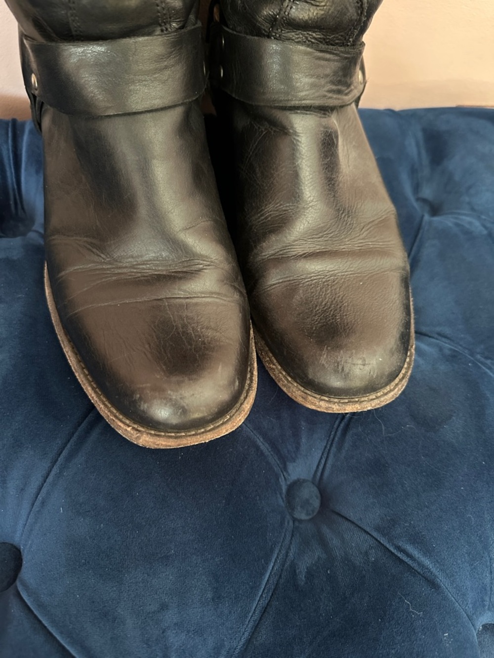 Frye Philip Harness Black Leather Knee-High Riding Boots - Women - Picture 6 of 7